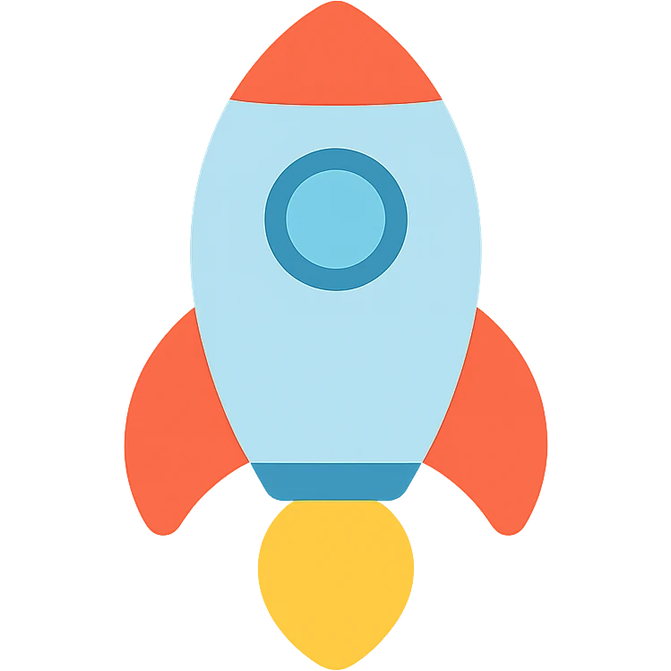 colored icon of a rocket emoji