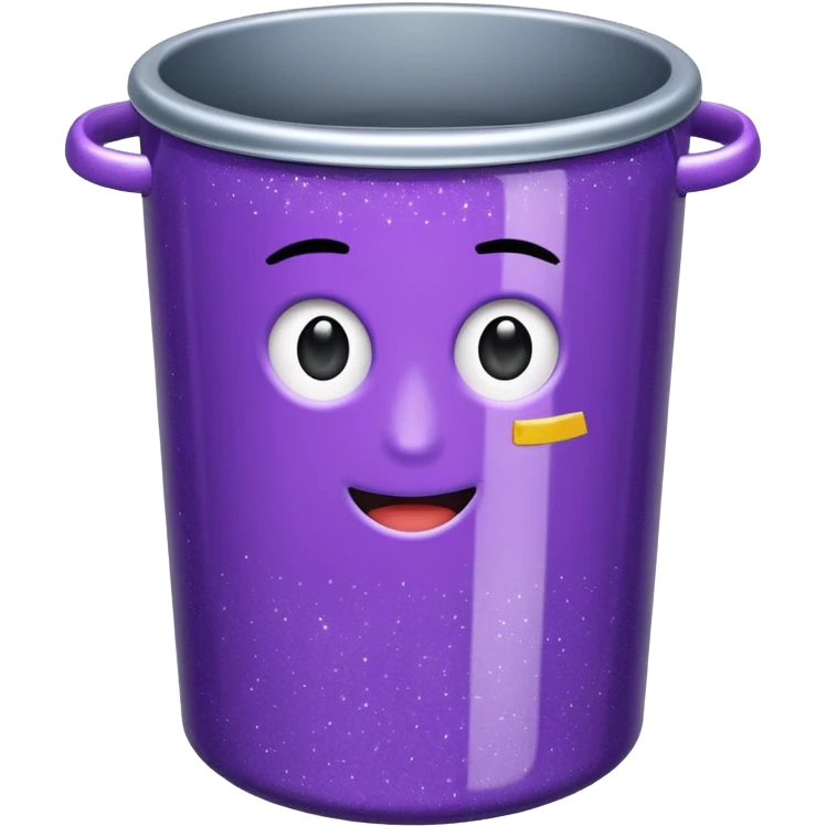 Glitter Purple and Cian  metal rubbish bin officer emoji