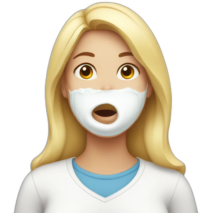 Woman with milk on her mouth emoji