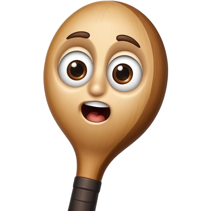 Classic wooden baseball bat with a face having round eyes, a small nose, and a surprised mouth emoji