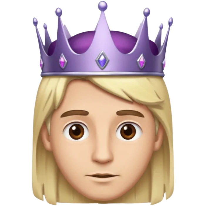 blonde and brown eyed king with silver and purple crown emoji