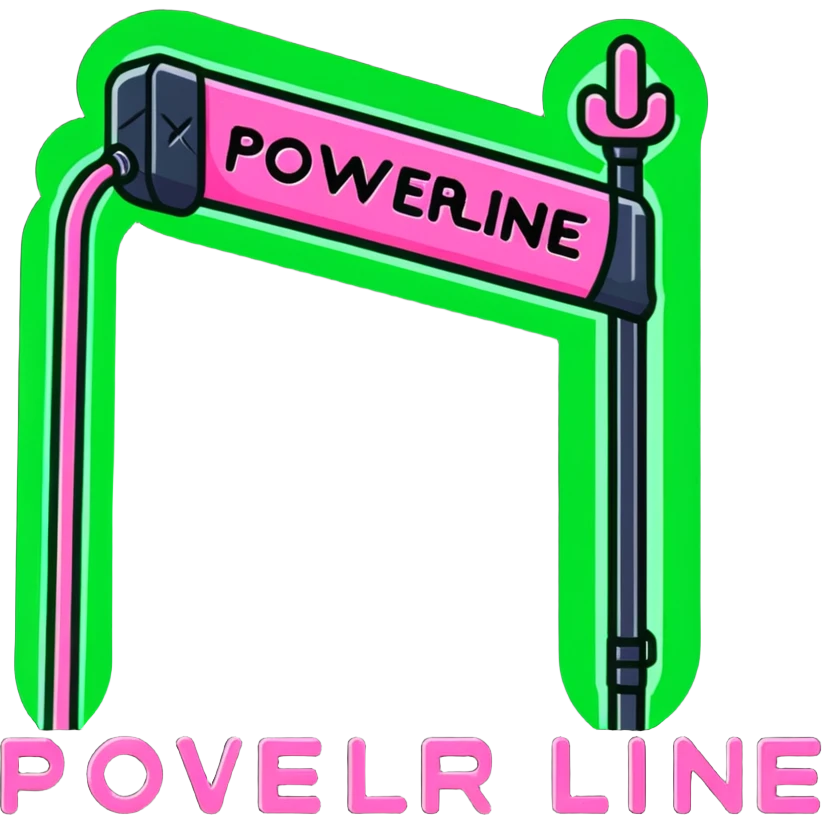 green and pink K-Pop lightstick with 'POWERLINE' text, surrounded by cheering fans and stage lights, energetic concert scene emoji