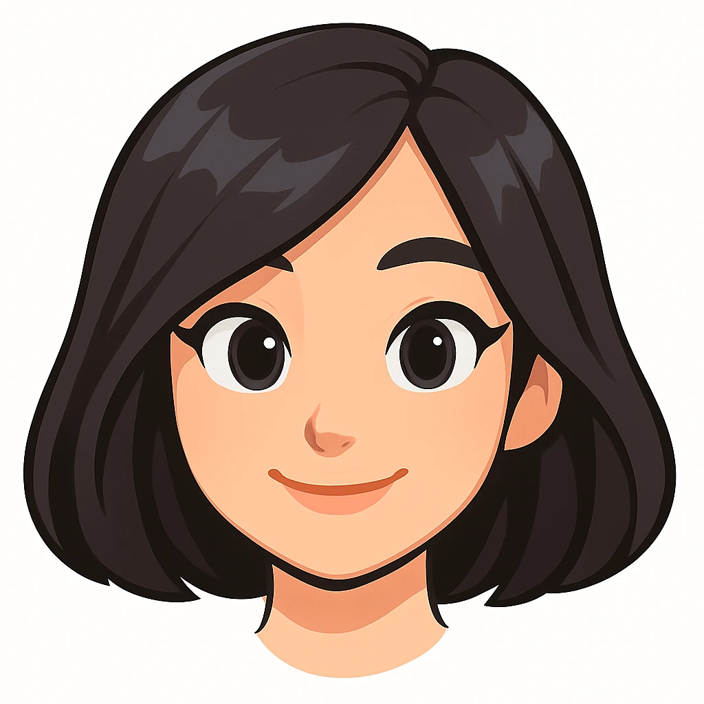 Create a cute cartoon style head of a girl with pale skin, resembling Samsung Sam, with no outline on the edges. Only the head without the neck, clean cartoon style, white background, suitable for a Telegram bot profile picture. emoji