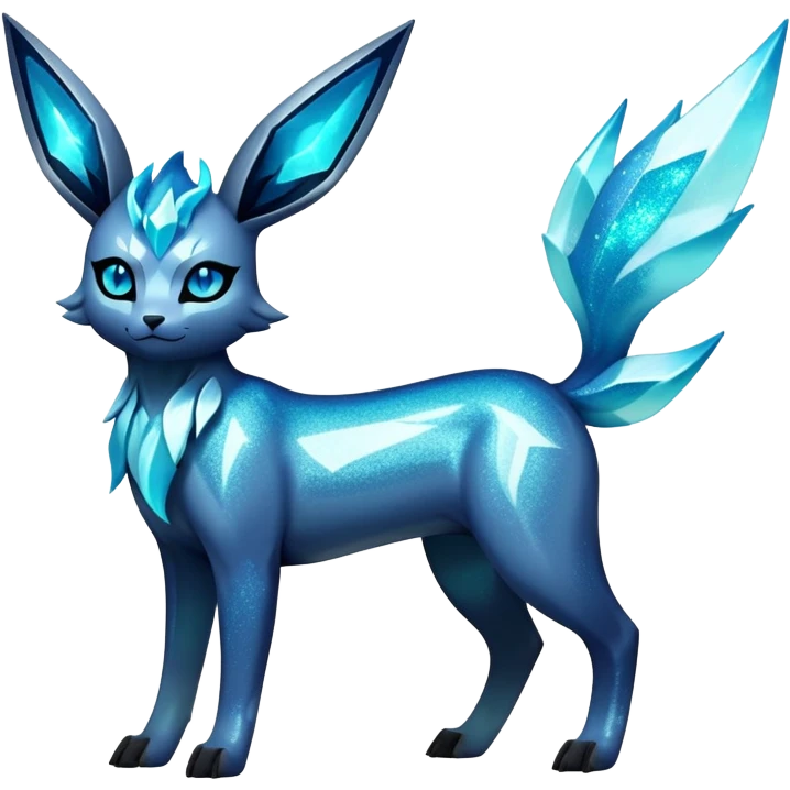 Shiny Edgy Badass Dark Gothic Glittery Ethereal Sparkly Glaceon-Amaura-Aurorus-Fakémon-hybrid-creature (full body)  emoji