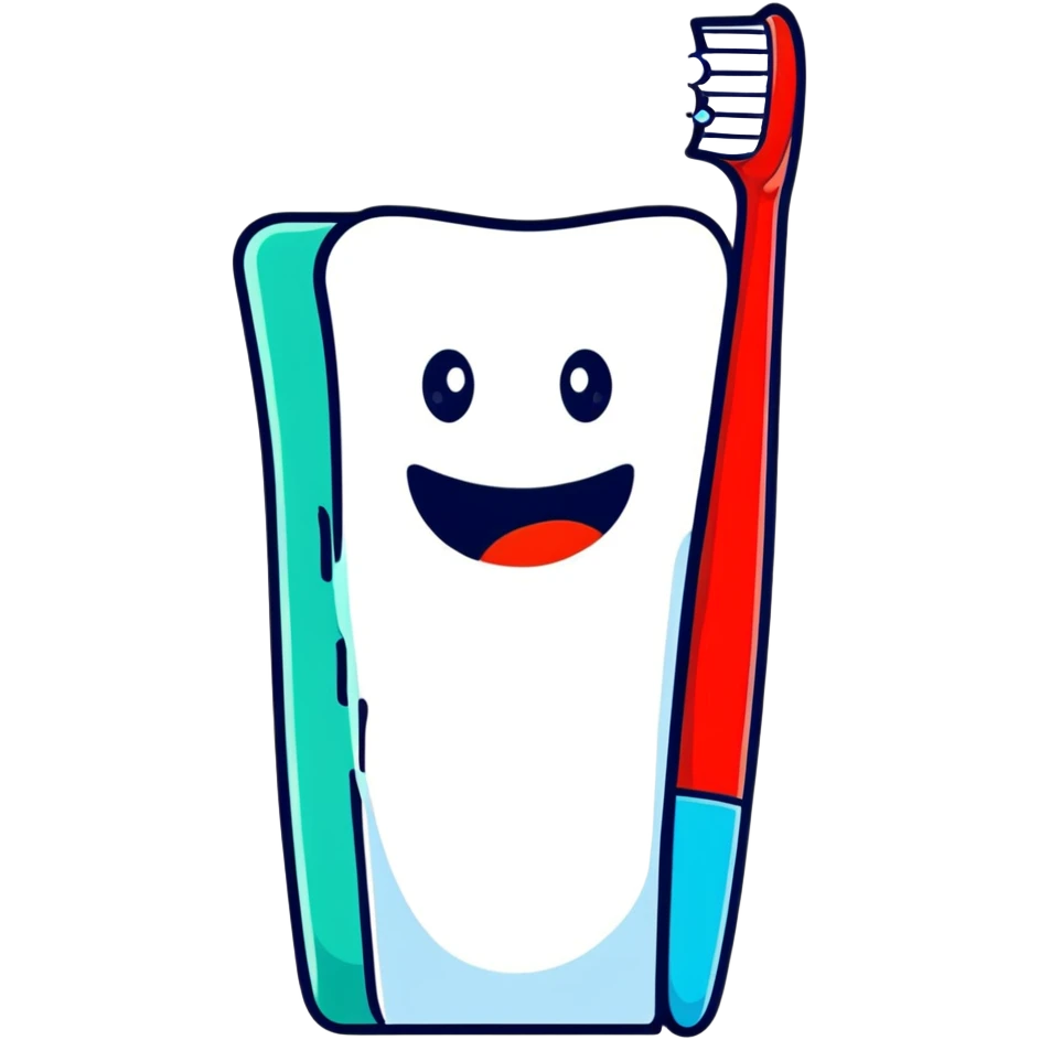 toothbrush and toothpaste for dental hygiene emoji