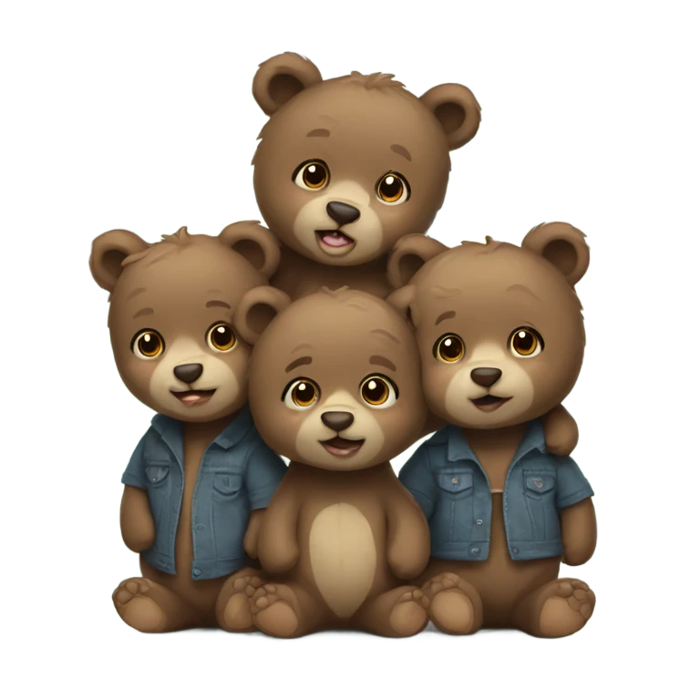 3 cute bears siblings  emoji