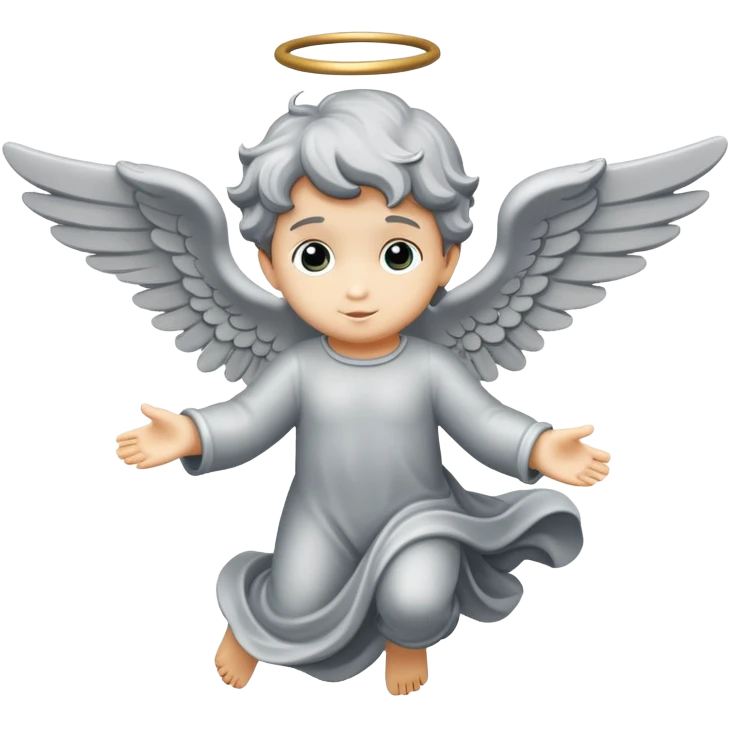 grey flying angel kid made in stone emoji