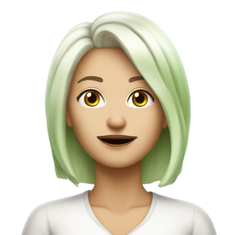 Platinium hair 40-years old lady hate matcha latte emoji