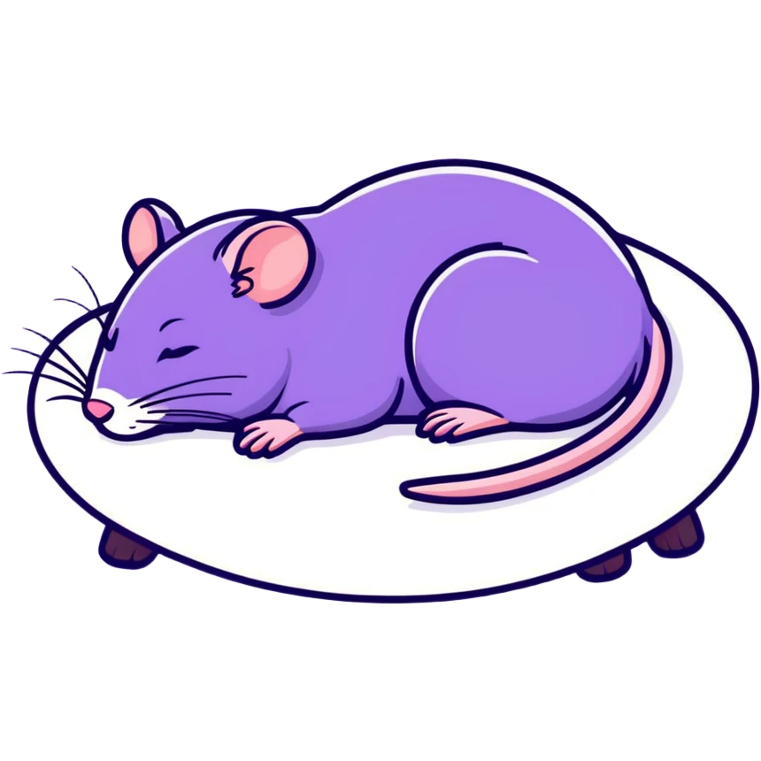 purple shiny rat sleeping in a bed emoji