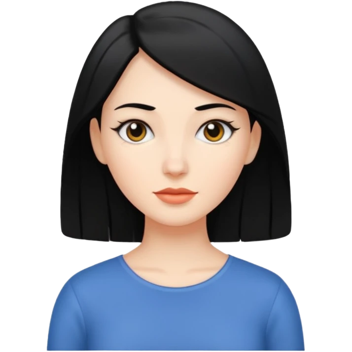 femme blanche avec des cheveux noir et lisse emoji
