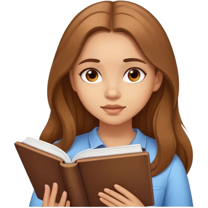 girl with brown long hair and doing self-development  emoji