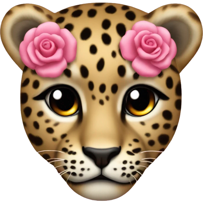 Leopardo con lazo y uñas rosas emoji