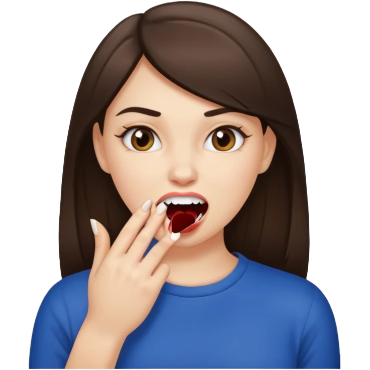 Une fille brune et blanche qui se mord l'ongle avec ses dents comme si elle draguait qqn emoji