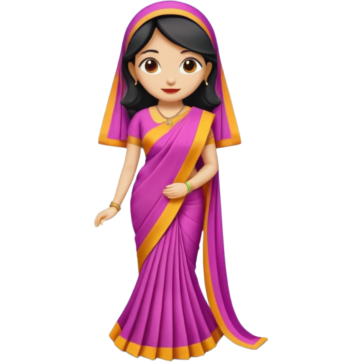 A 3D cartoon folded saree with matching blouse piece beside it, bright fabric texture, soft shadow, Memoji-style realism. emoji