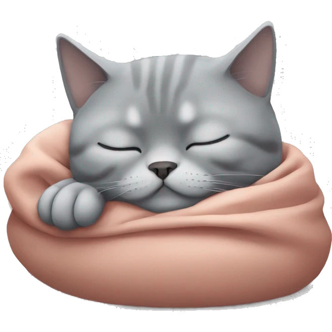 Grey British shorthair cat sleeping emoji