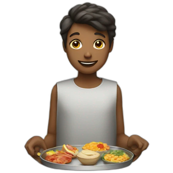 holding a tray with food in it emoji