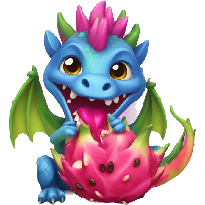 Rainbow Dragon eating dragon fruit  emoji