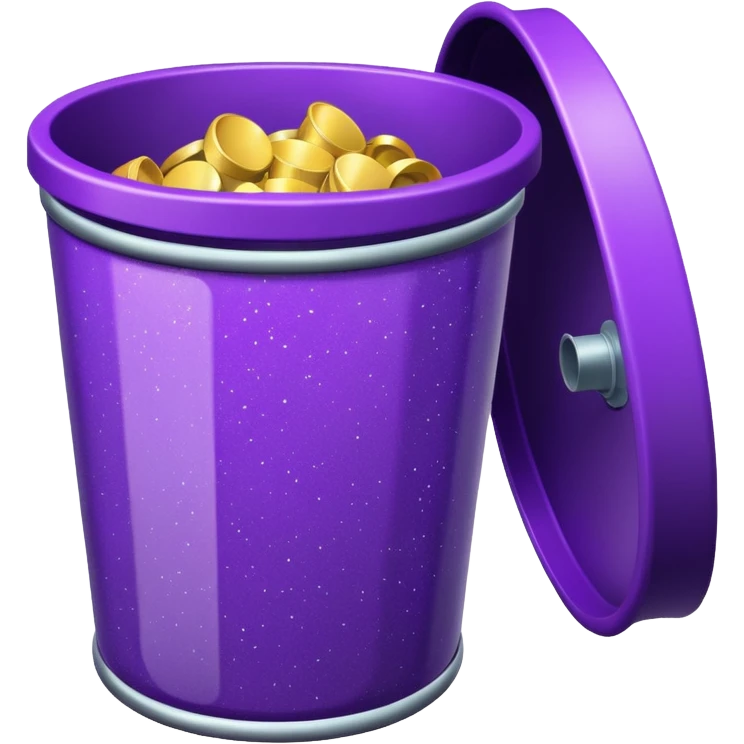 Glitter Purple and Cian  metal rubbish bin office emoji