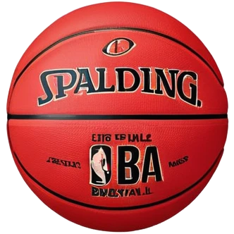 minimalist red Spalding basketball with simple NBA logo, few colorful lines, clean design emoji