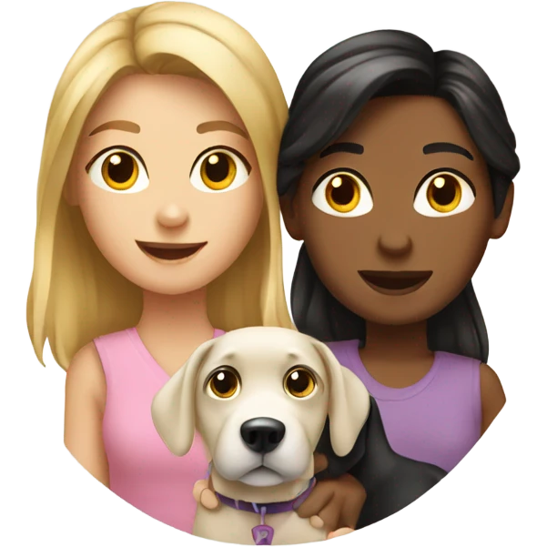2 whit girls family with 1 dog emoji