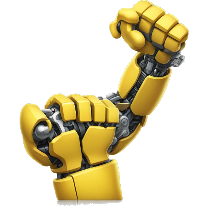 Flexing yellow mechanical cyborg bicep and arm emoji