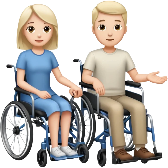 Two people in wheelchairs holding hands emoji