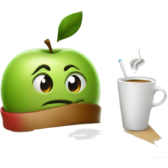 Apple drinking coffee and writing code emoji