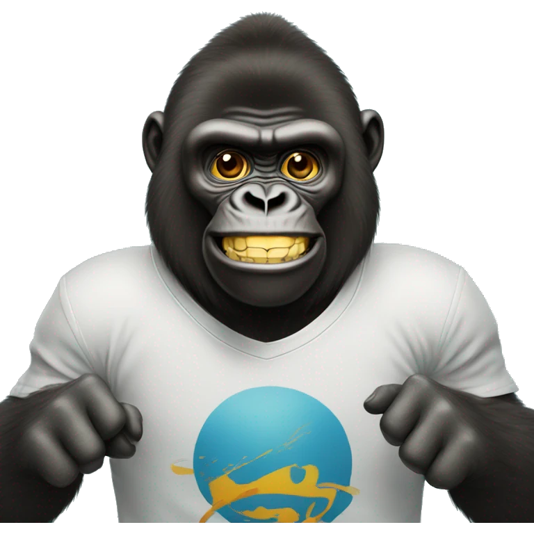 un gorille avec des dents en or sur un skate emoji