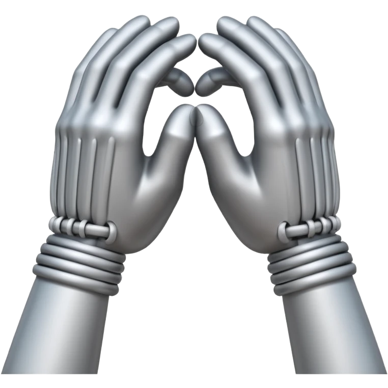 Apple-style 3D emoji of two cartoon hands tightly gripping and bending a solid metal rod, showing visible strain and tension lines around the bend, with dynamic motion curves to emphasize the effort, realistic lighting and smooth Apple emoji texture, no background. emoji
