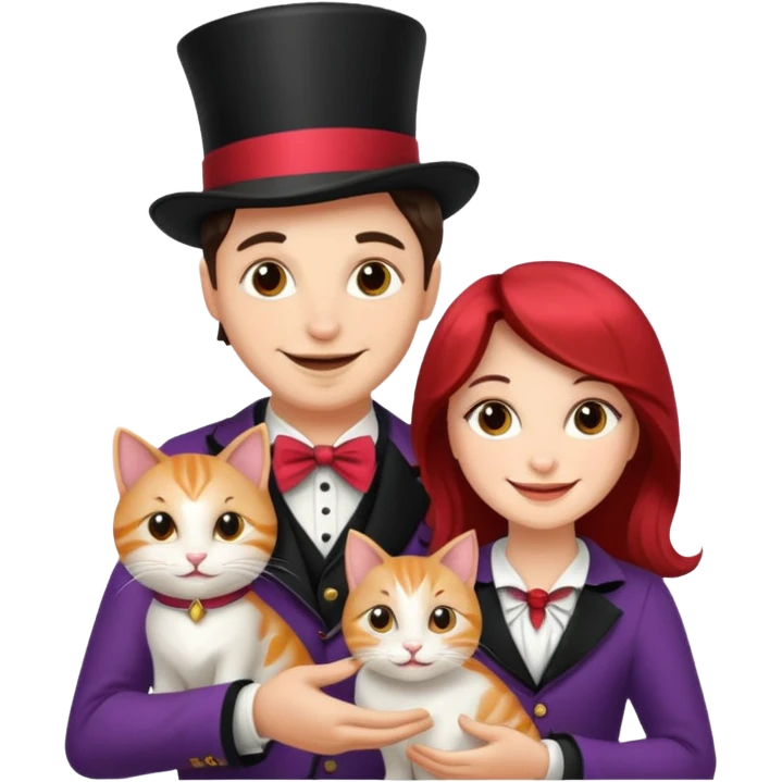 magician couple and their pet cat emoji