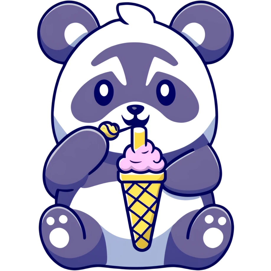 Panda eating ice cream emoji