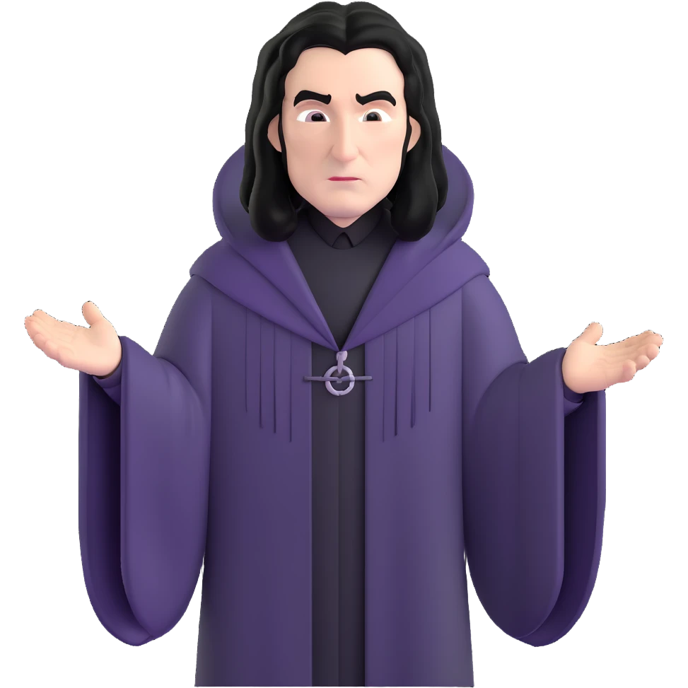 Professor Snape with long black hair, stern expression, wearing black wizard robes emoji