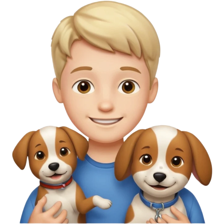 smiling boy with dog outdoors emoji