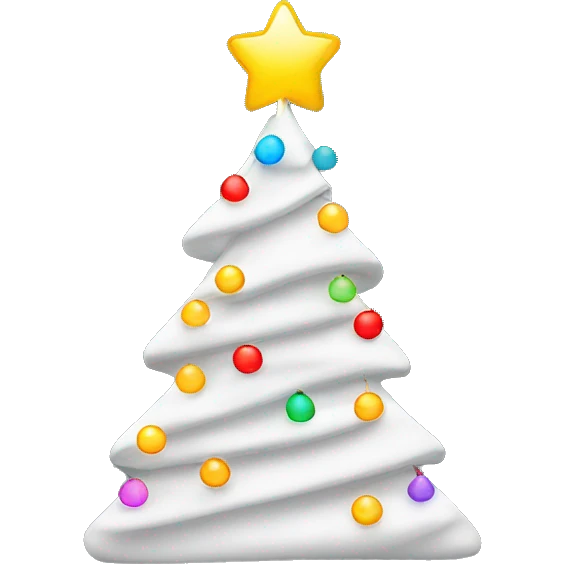 White Christmas tree with colorful string lights emoji
