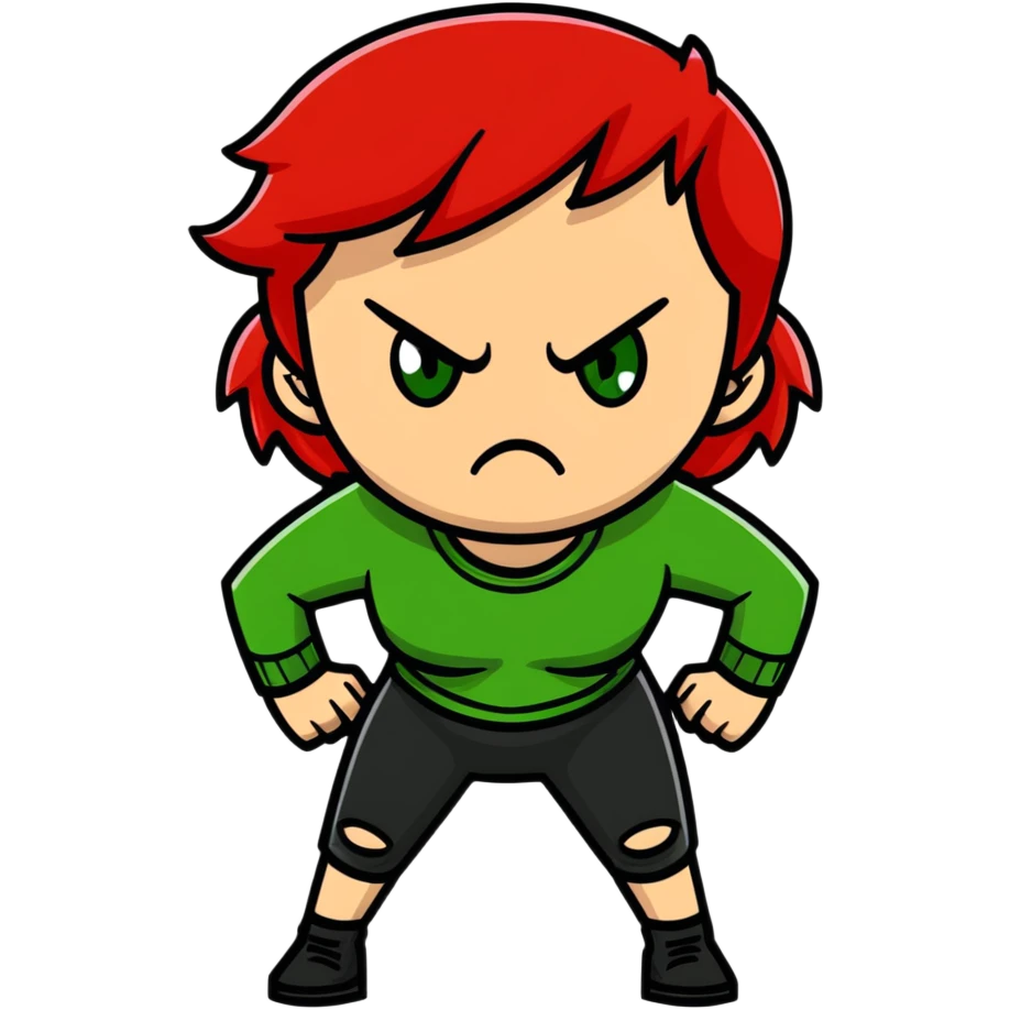 Angry girl with red hair and green eyes emoji