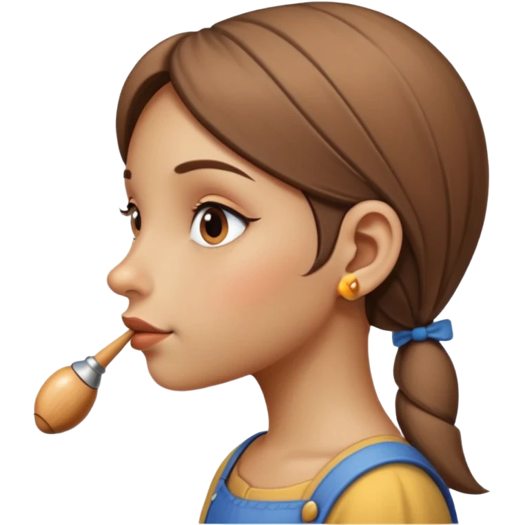 Girl with pinocchio effect, side view emoji