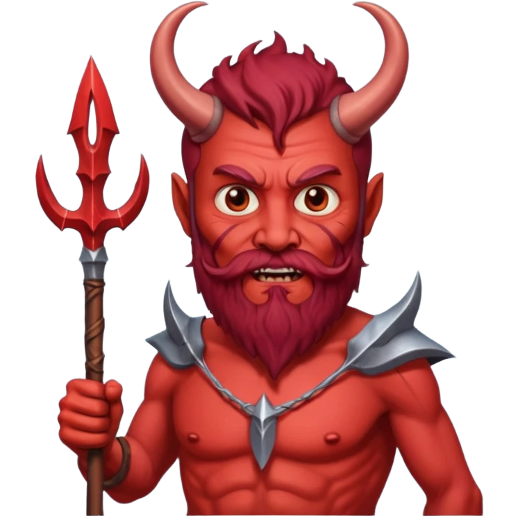 satan emoji holding a trident. make him red and scary. make him older with a beard emoji