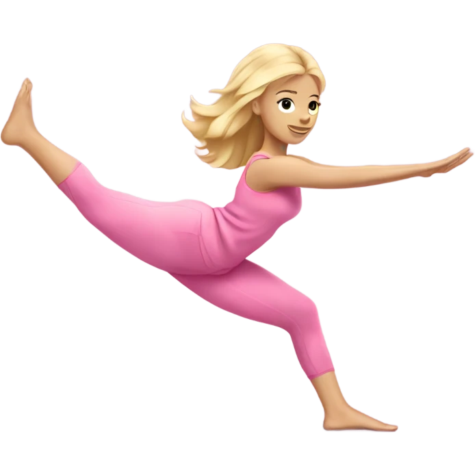 blonde girl pink clothes doing pilates emoji