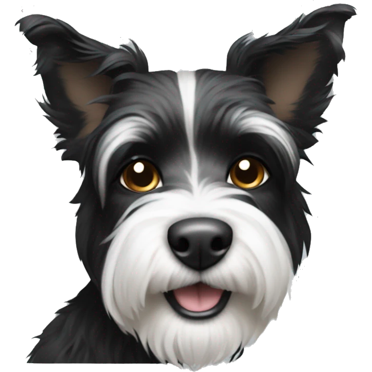 Shaggy black and white small terrier with pointed ears  emoji