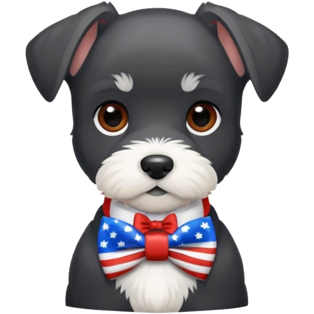4th of July with a black and white miniature schnauzer puppy emoji