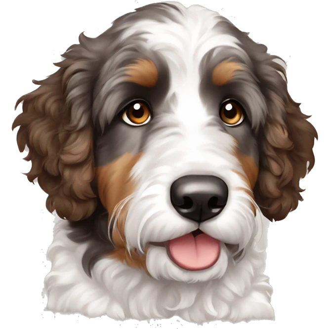 bernedoodle one blue eye one brown merle emoji