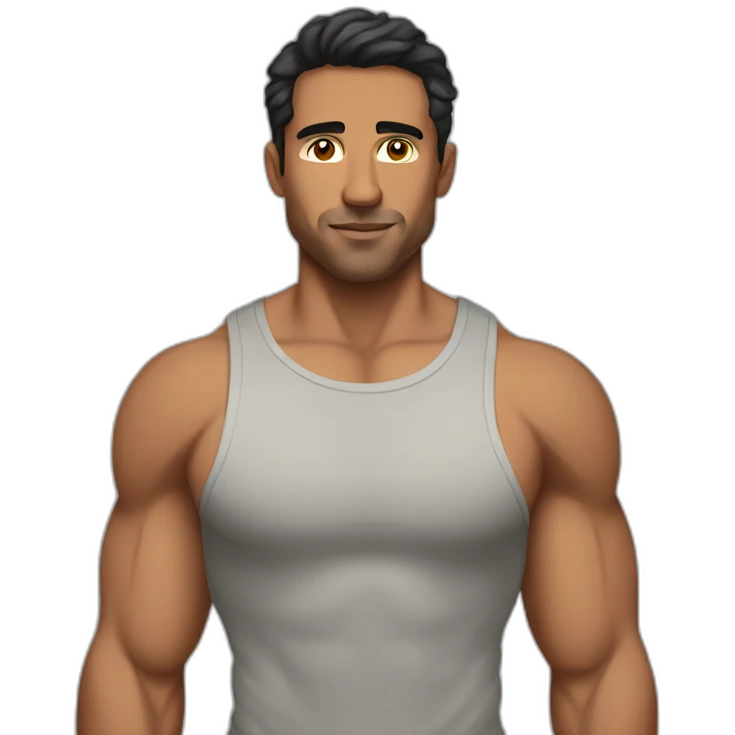 Latin man wearing tank top muscle up emoji