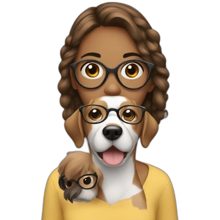 girl with glasses and dog emoji