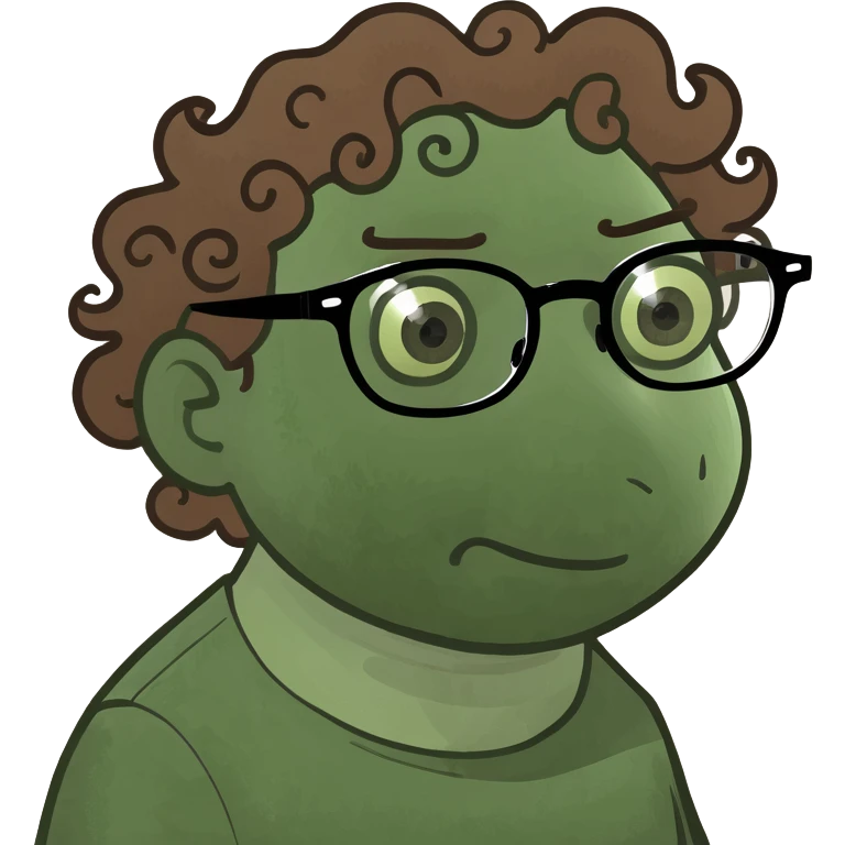 blonde girl, with glasses, brown eyes and curls  emoji