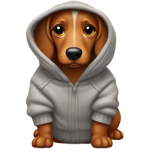 Sausage dog wearing a hoodie emoji