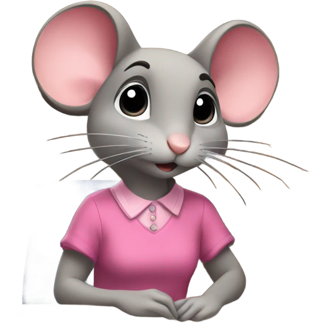 pink dressed mouse studying hard emoji