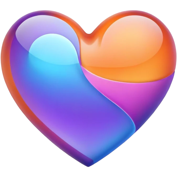 glowing matte orange purple blue transparent heart emoji
