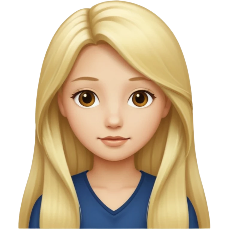 a girl with blonde long silky hair.  emoji