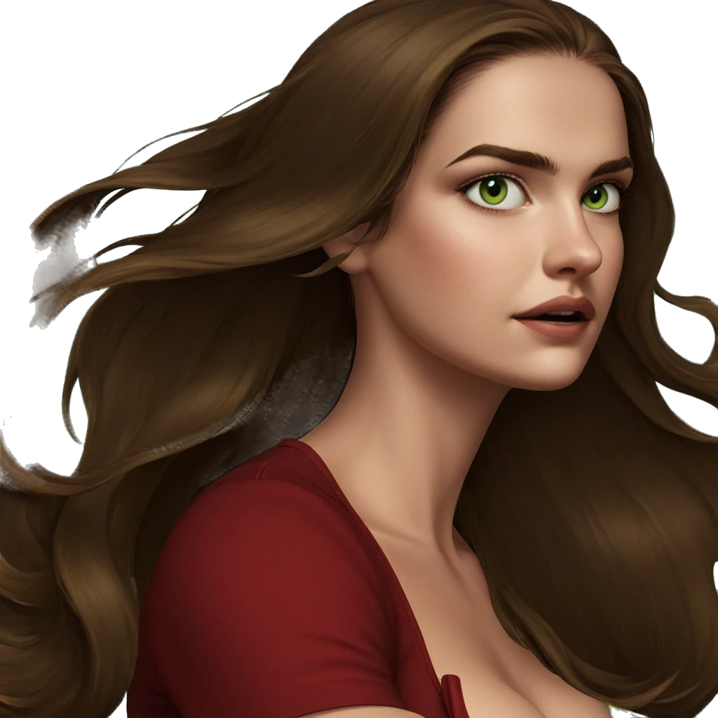 brown-haired girl with green eyes emoji