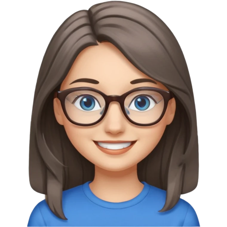 Long Grey and brown haired emoji with blue eyes and glasses female young  emoji